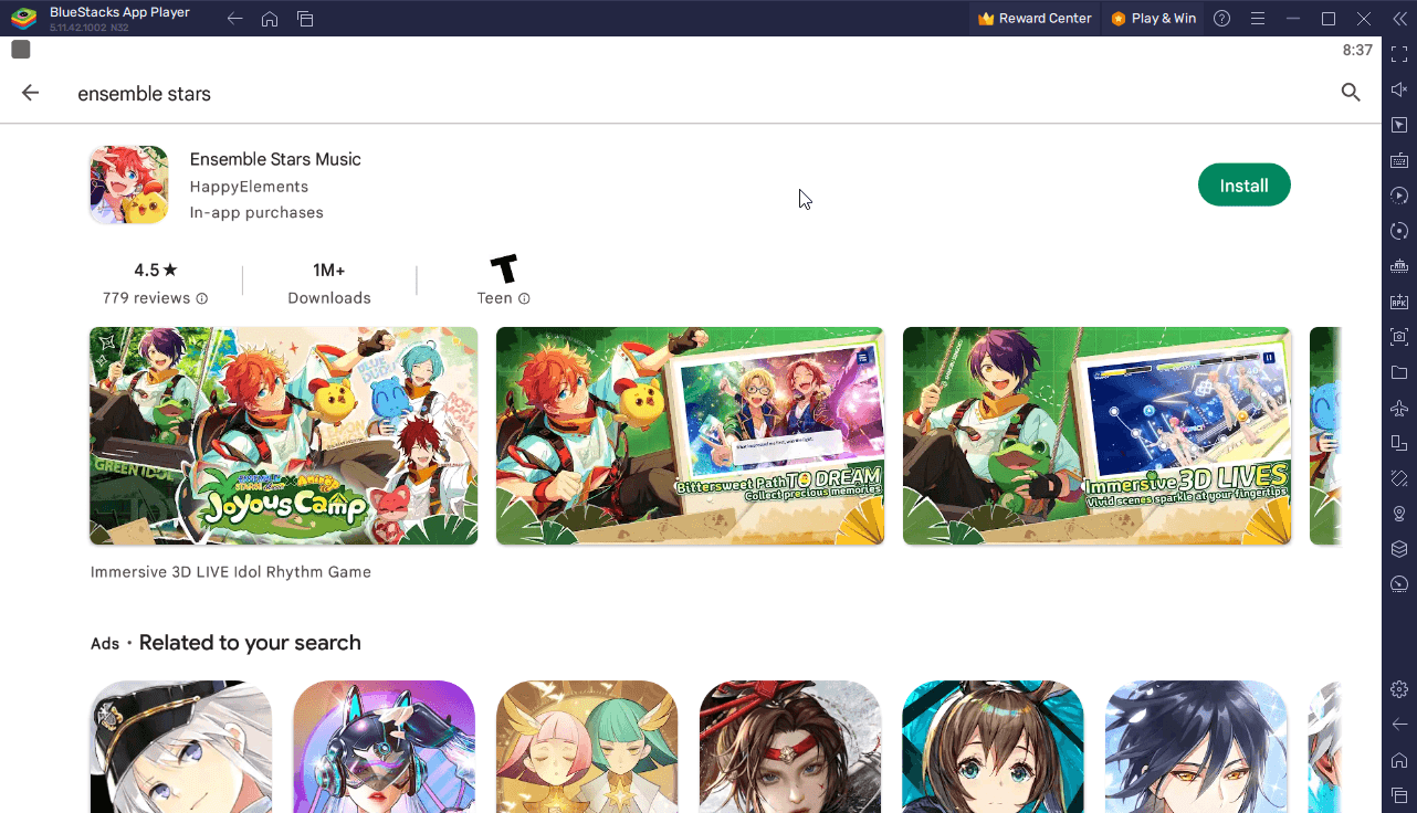 Как установить и играть в Ensemble Stars Music на ПК или Mac с помощью BlueStacks