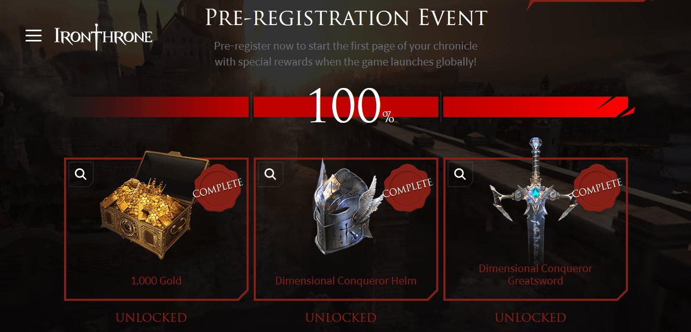 Pre-Register For Iron Throne and Get $100 Worth of Loot for Free