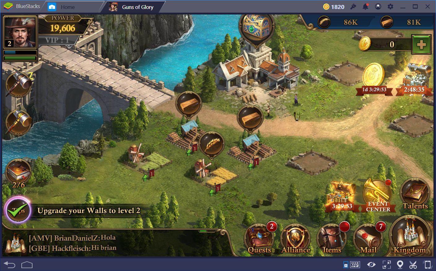 Guns of Glory on PC: Learning About The Castle and Kingdom Screens