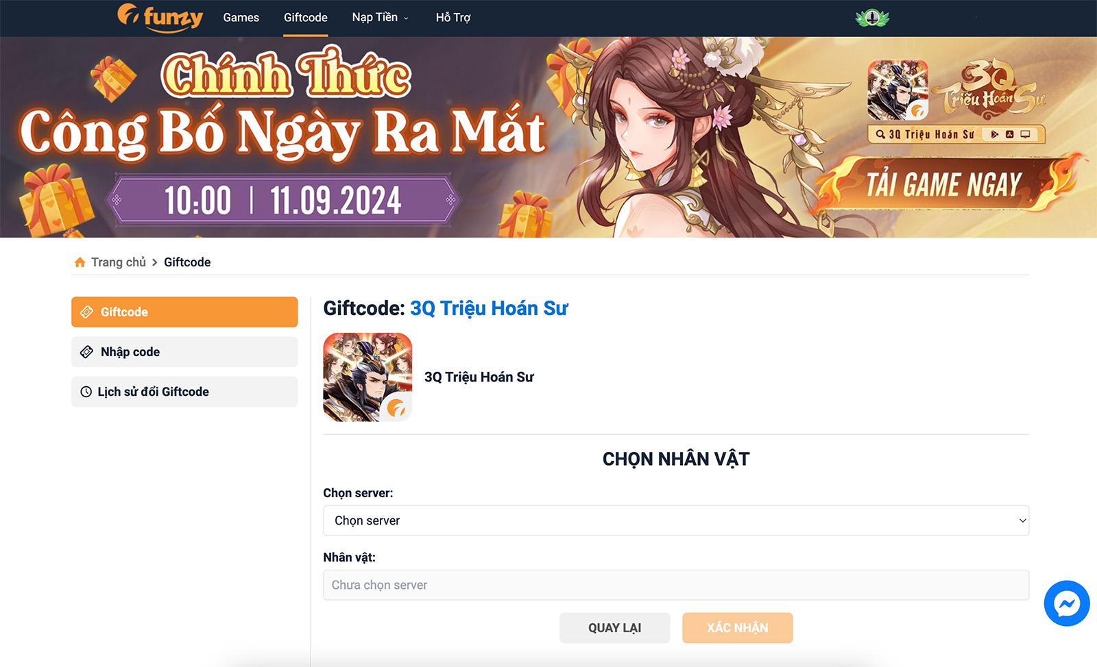 Tổng hợp giftcode 3Q Triệu Hoán Sư mới nhất tháng 9/2024