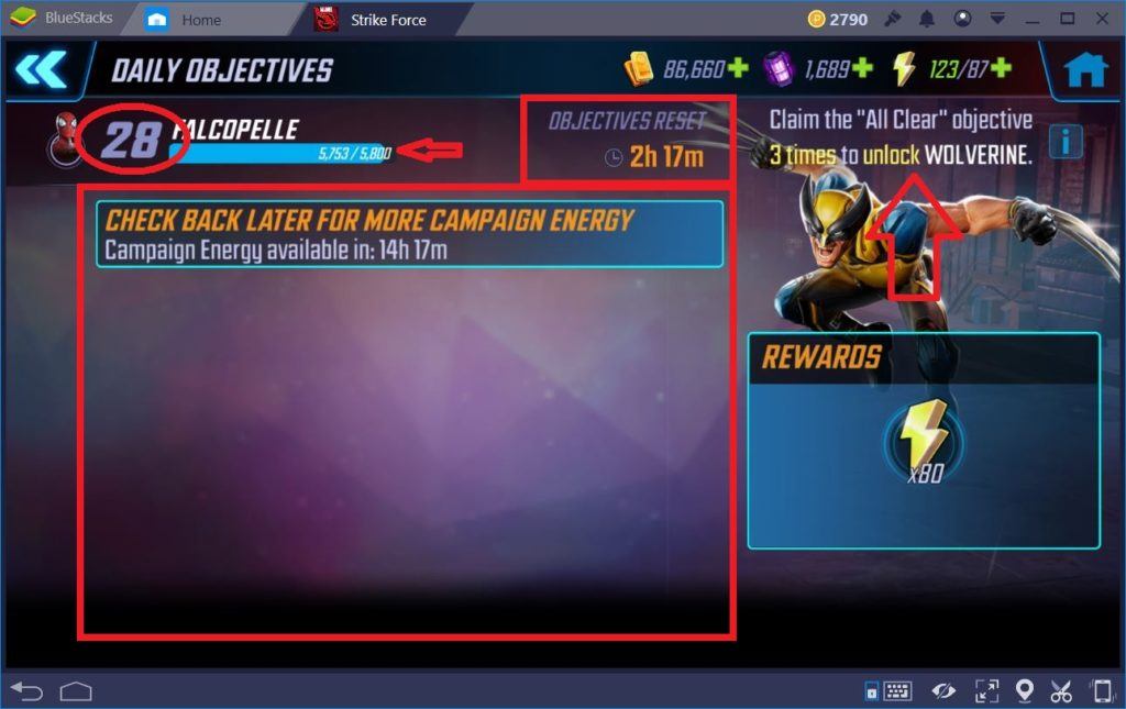 MARVEL Strike Force Guida al Level Up BlueStacks