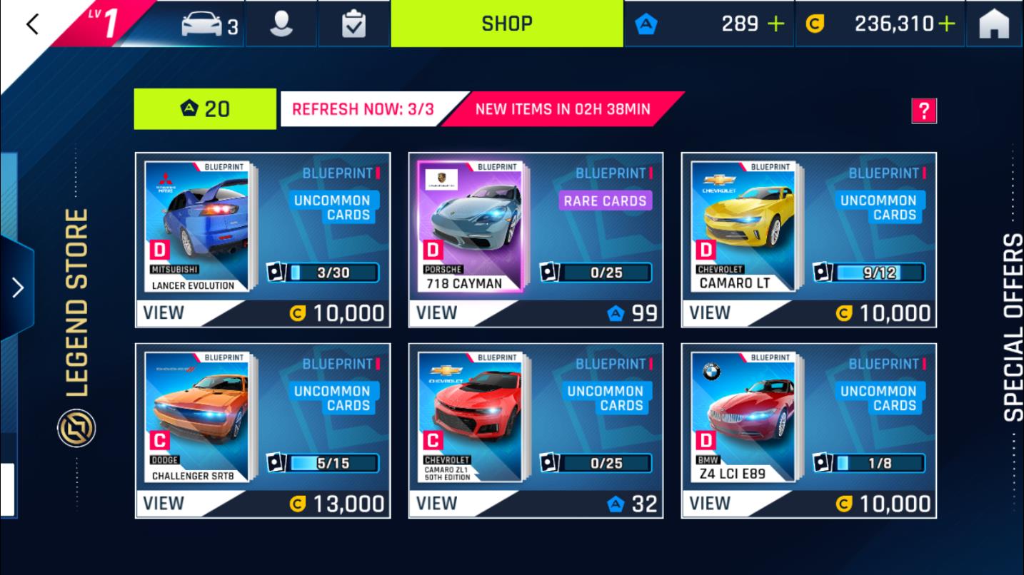 asphalt 9 legends list of all cars