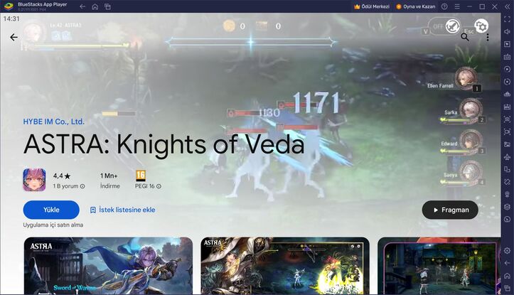 BlueStacks ile ASTRA: KNIGHTS OF VEDA PC Kurulum Rehberi