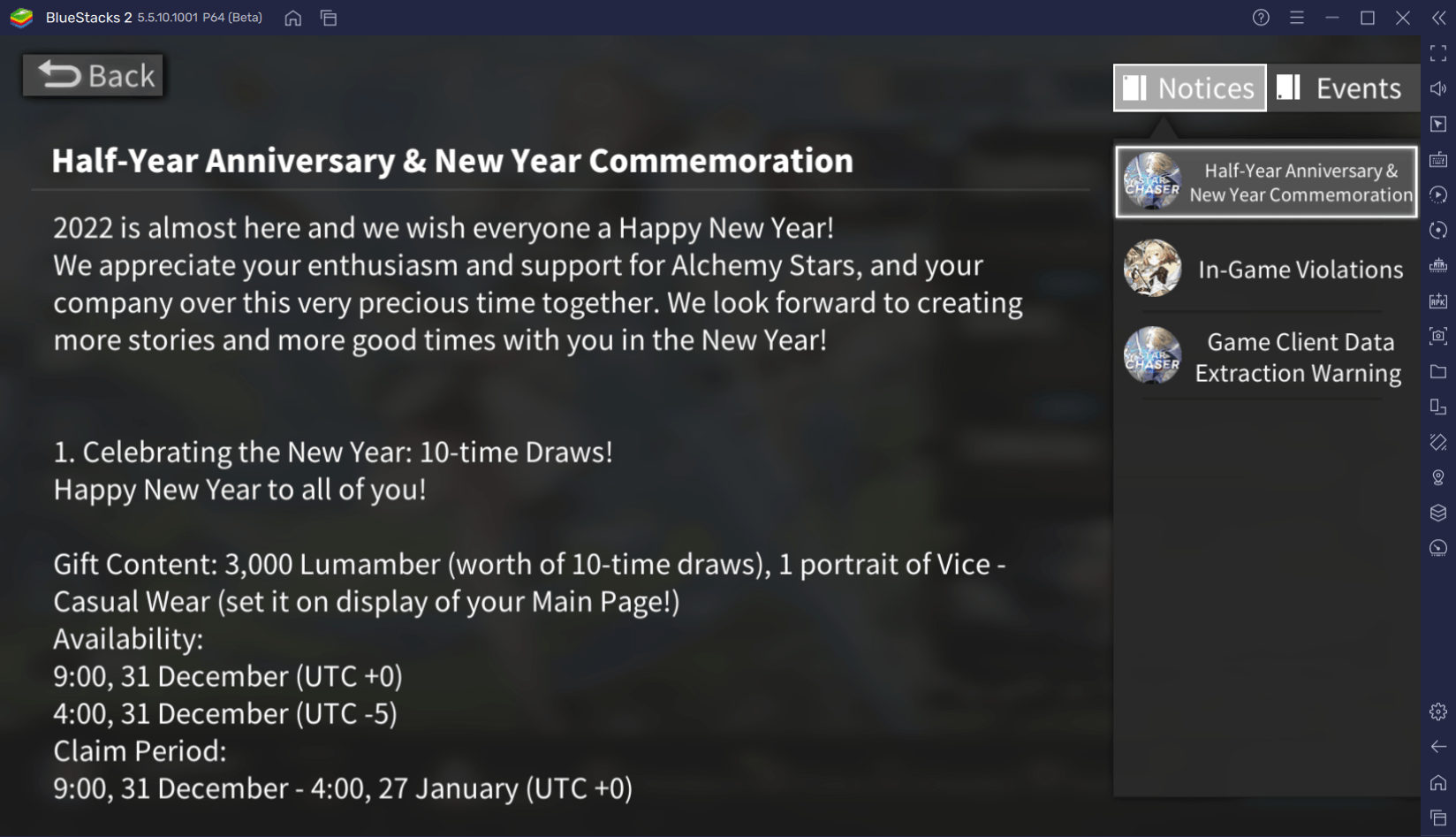 Alchemy Stars – Half Year Anniversary and New Year’s Celebration