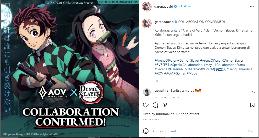 Arena of Valor Resmi Umumkan Kolaborasi Dengan Kimetsu No Yaiba