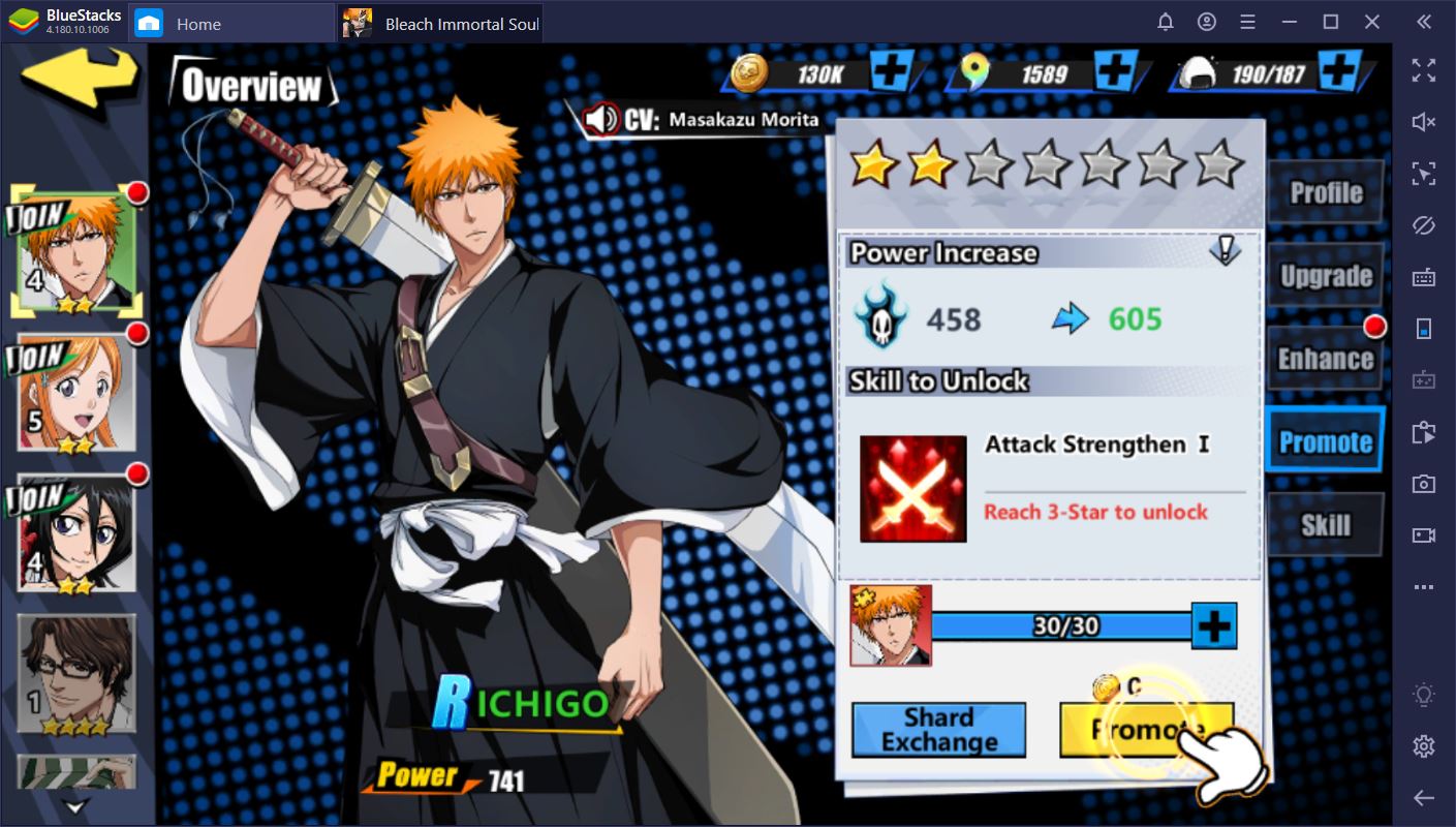 Bleach: Immortal Soul on PC – How to Upgrade Characters and Increase Your SP