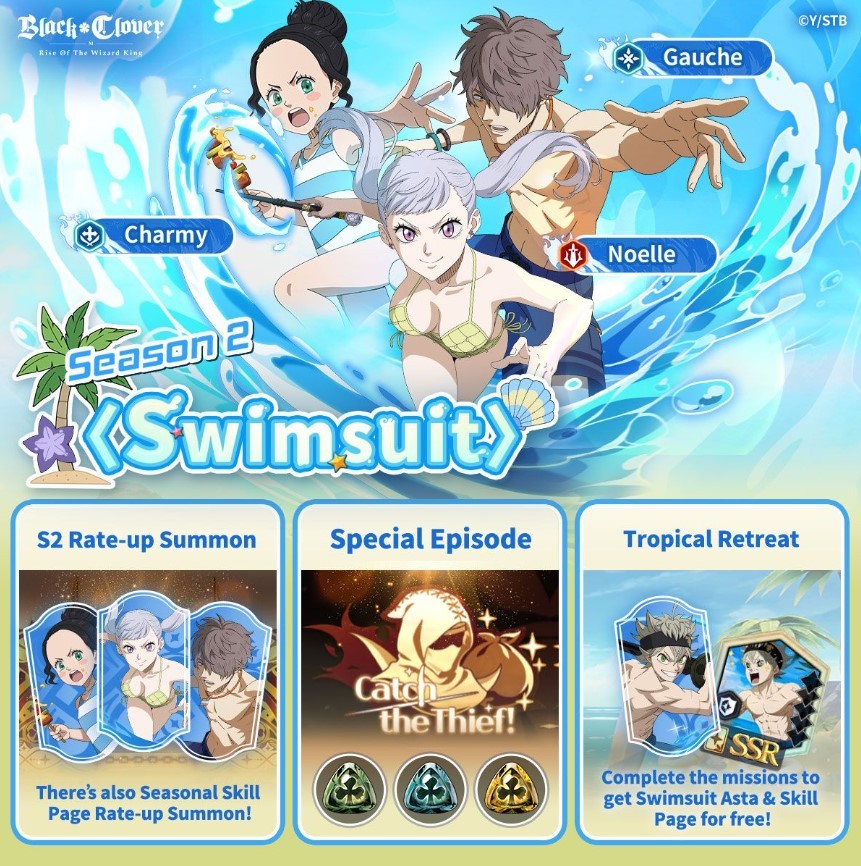 Black Clover M New Swimsuit Characters Limited Time Game Modes