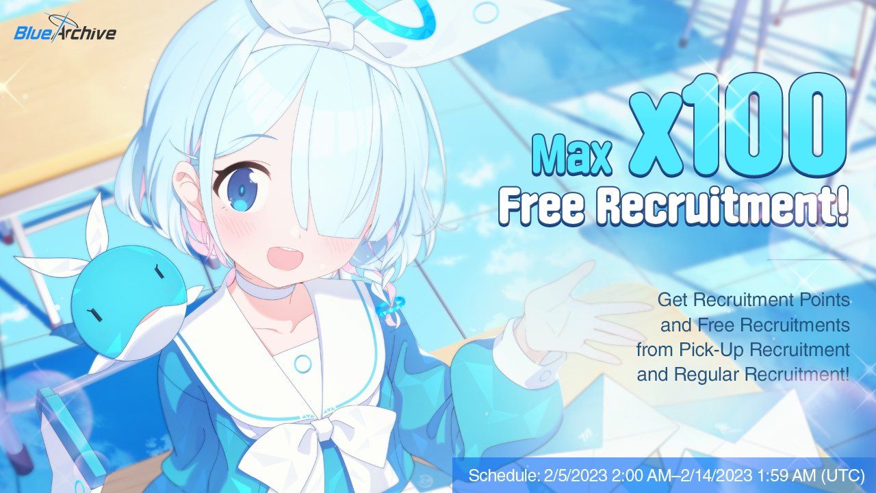 Enjoy up to 100x Free Recruitments in Blue Archive’s Latest Event