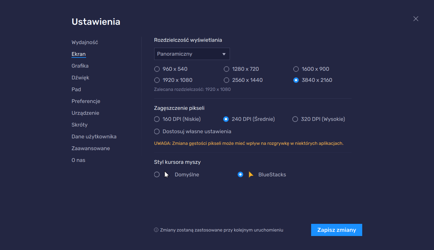 Aktualizacja BlueStacks wersja 5.8 - 4K i niestandardowe ustawienia rozdzielczości, kursor MOBA i pozostałe nowości w tej aktualizacji