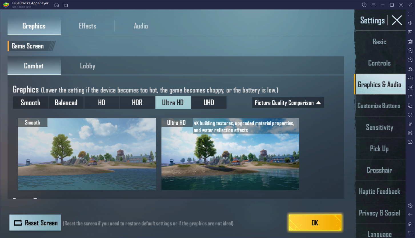 Как играть в PUBG Mobile в разрешении 4К на BlueStacks версии 5.8?