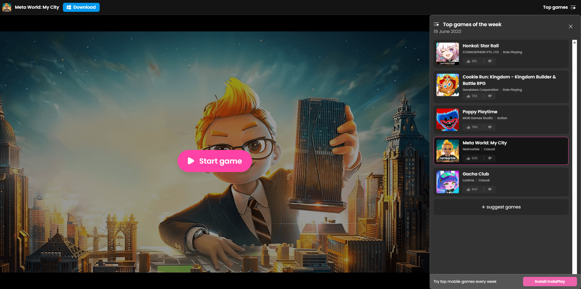 使用Instaplay提升你的《Meta World: My City》遊戲性——Bluestacks用戶的終極雲遊戲解決方案