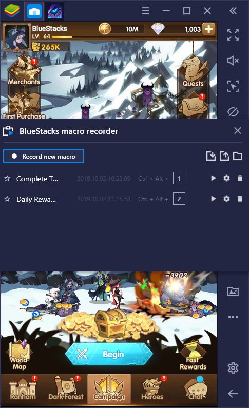 BlueStacks Macros for AFK Arena