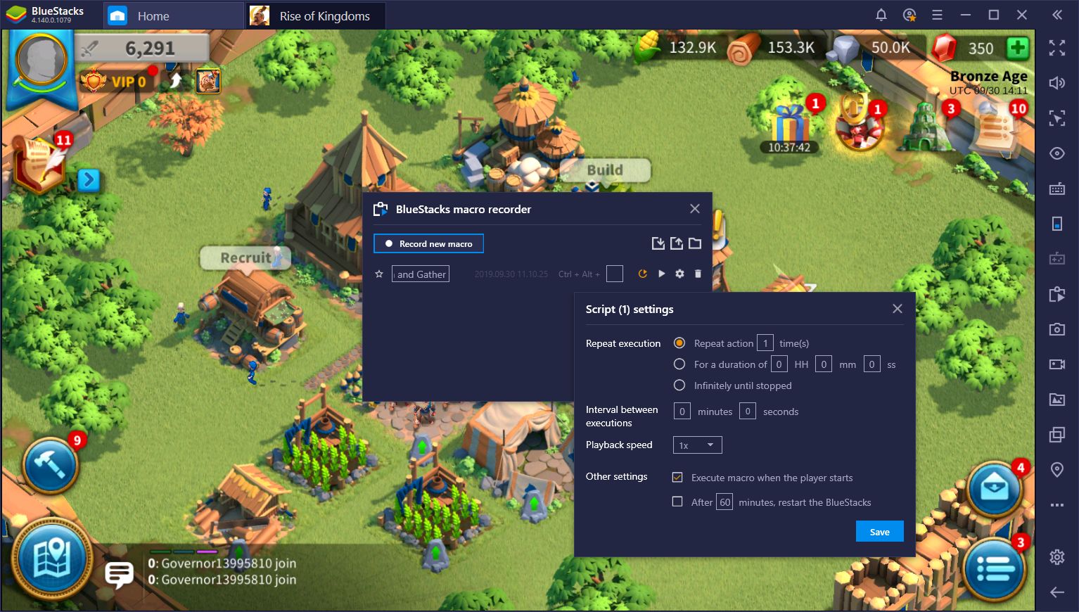 BlueStacks Macros for Rise of Kingdoms