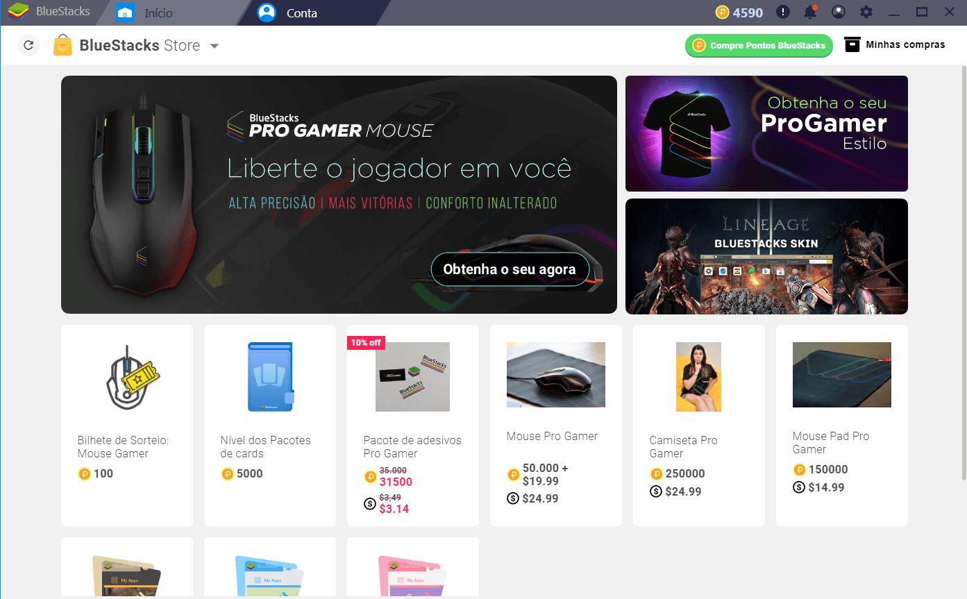 Ganhe itens Pro-Gamer de graça com Pontos BlueStacks