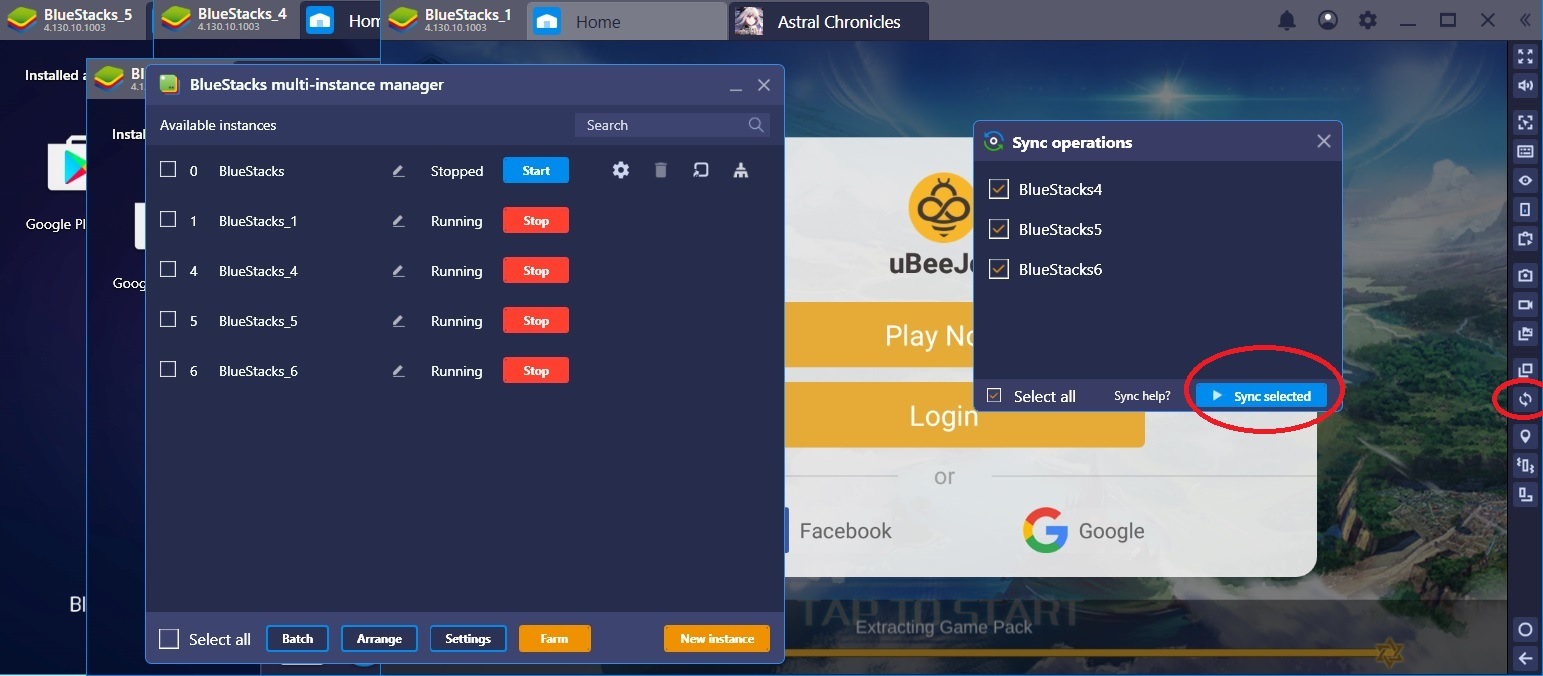 enable app sync bluestacks