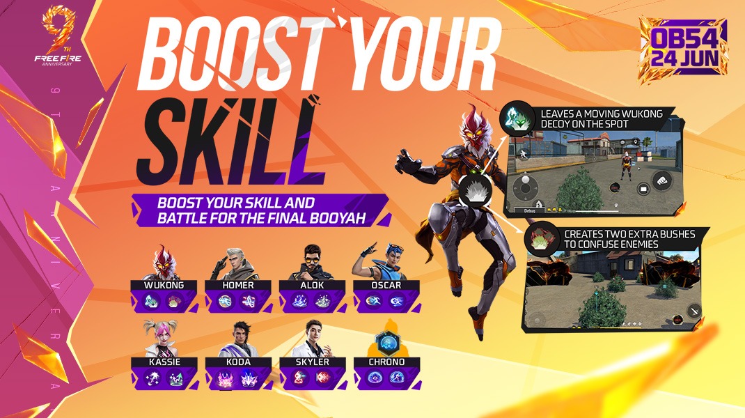 9 Years of Booyah! Free Fire OB54 and 9th Anniversary Update &mdash; Major Highlights
