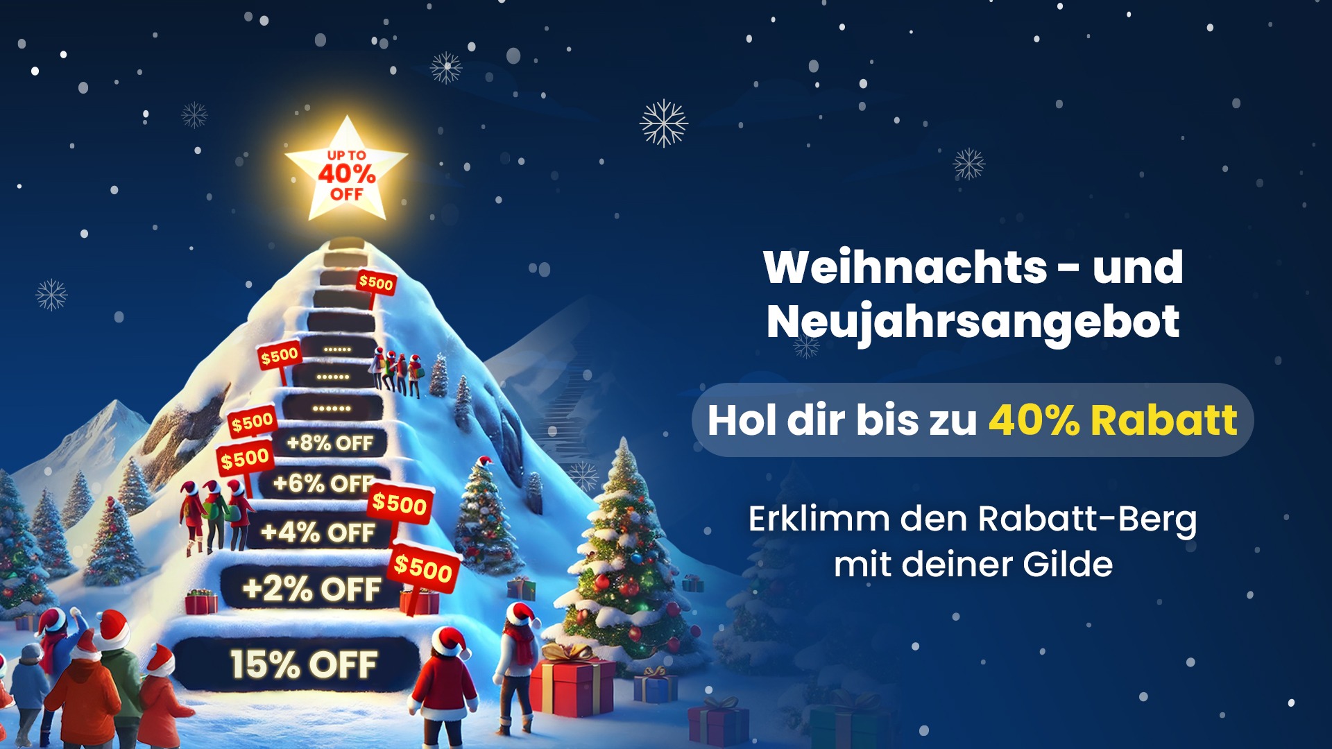 BlueStacks Weihnachtsaktion: Erobere den Rabattberg mit bis zu 40 % Rabatt! 🎅🎄