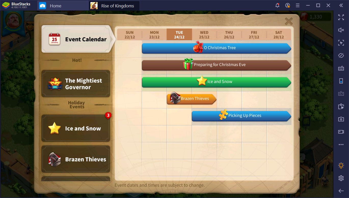 Rise of Kingdoms on PC Christmas Events Guide