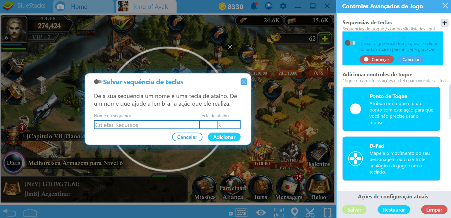 Combo Key em BlueStacks 4.2 - Grave e reproduza uma ação com apenas uma tecla.