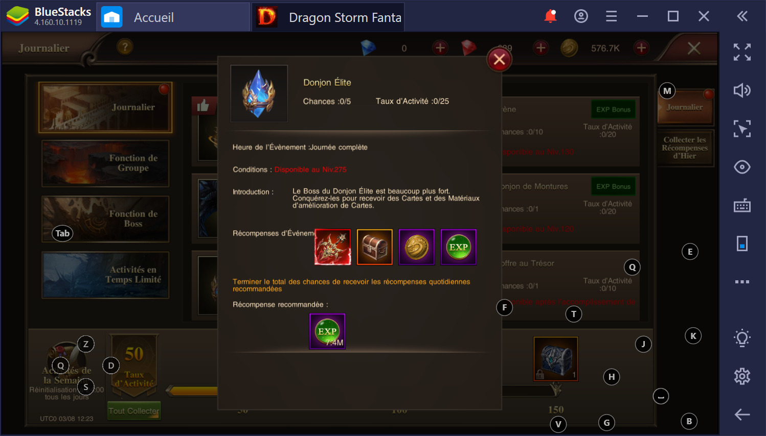 Dragon Storm Fantasy sur PC Guide des activités quotidiennes