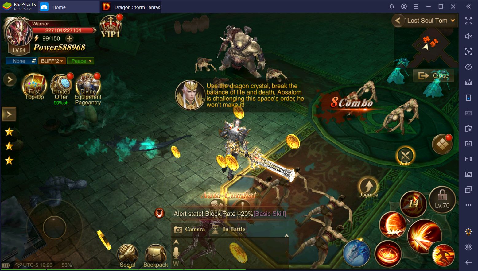 Dragon Storm Fantasy Gold-Farming – BlueStacks benutzen, um Gold automatisch zu erzeugen