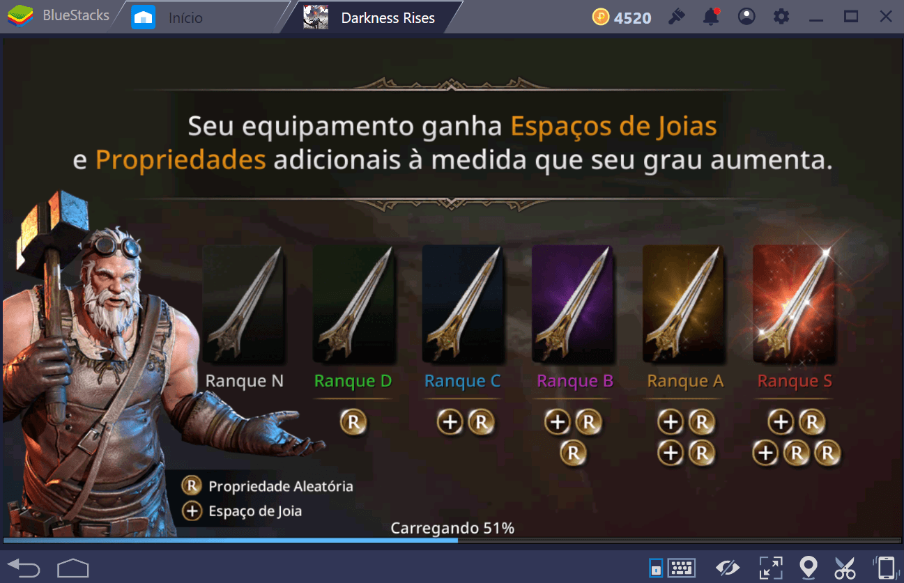 Guia de equipamentos em Darkness Rises