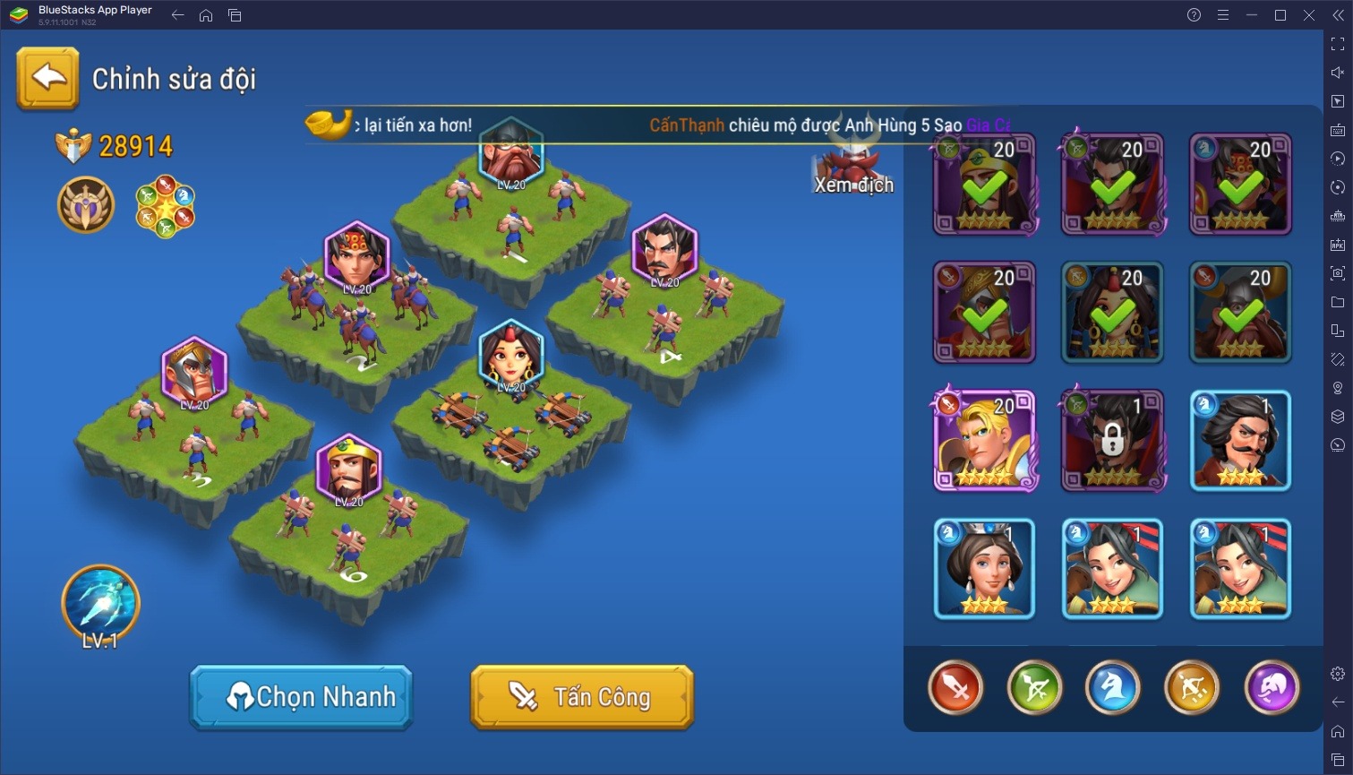 Trải nghiệm game chiến thuật Đấu Tướng VNG trên PC cùng BlueStacks