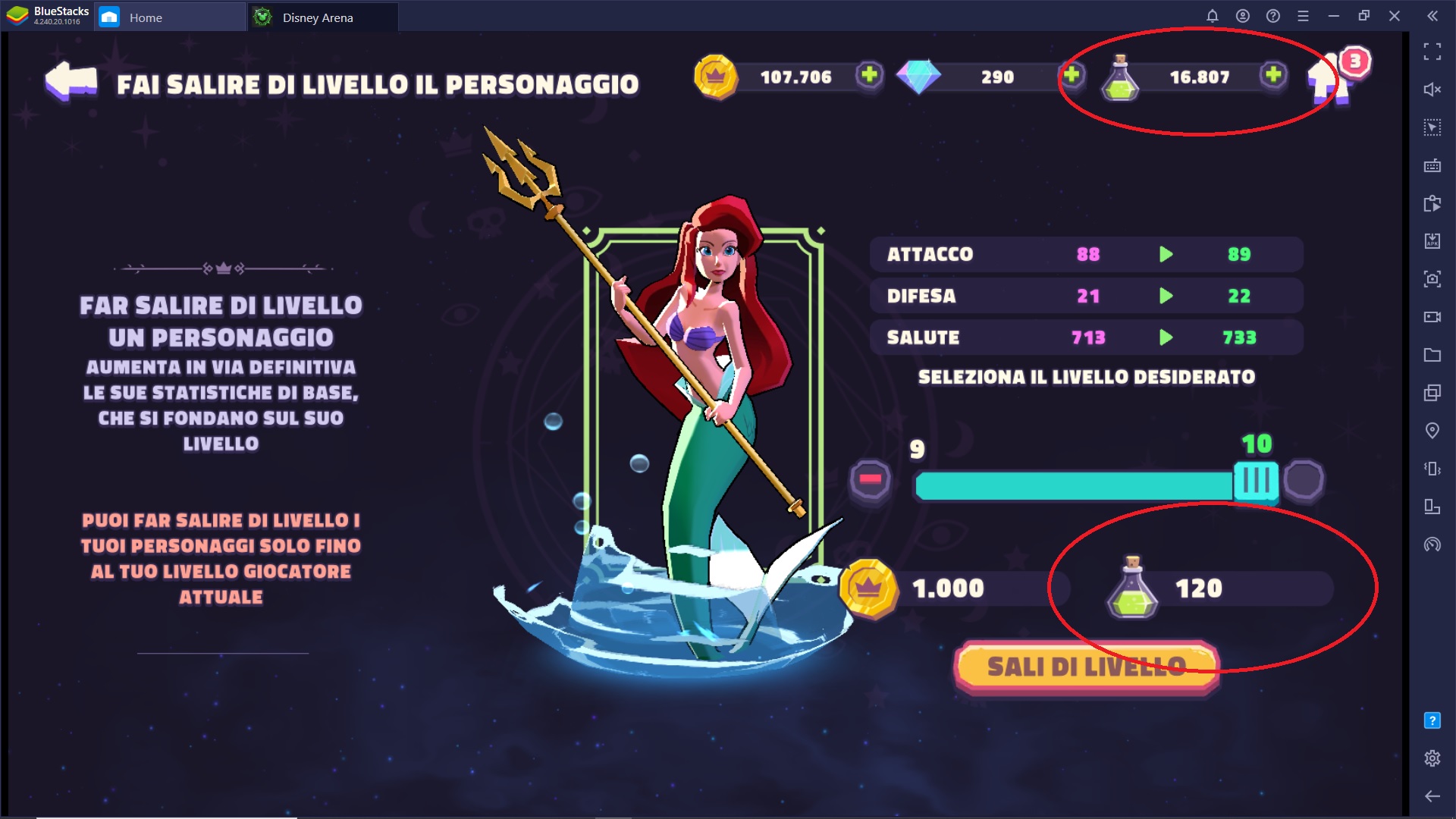 Come potenziare i personaggi in Disney Sorcerer's Arena