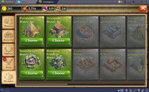 Escolhendo entre as maravilhas de DomiNations