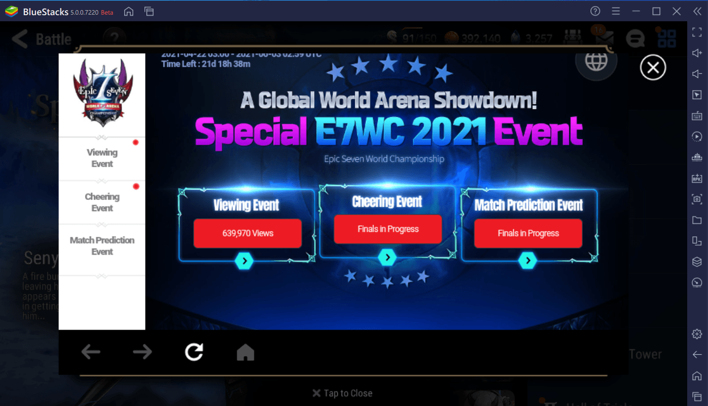 Epic Seven – New Hero Senya, Side Story, 2021 E7WC Event and Web event.