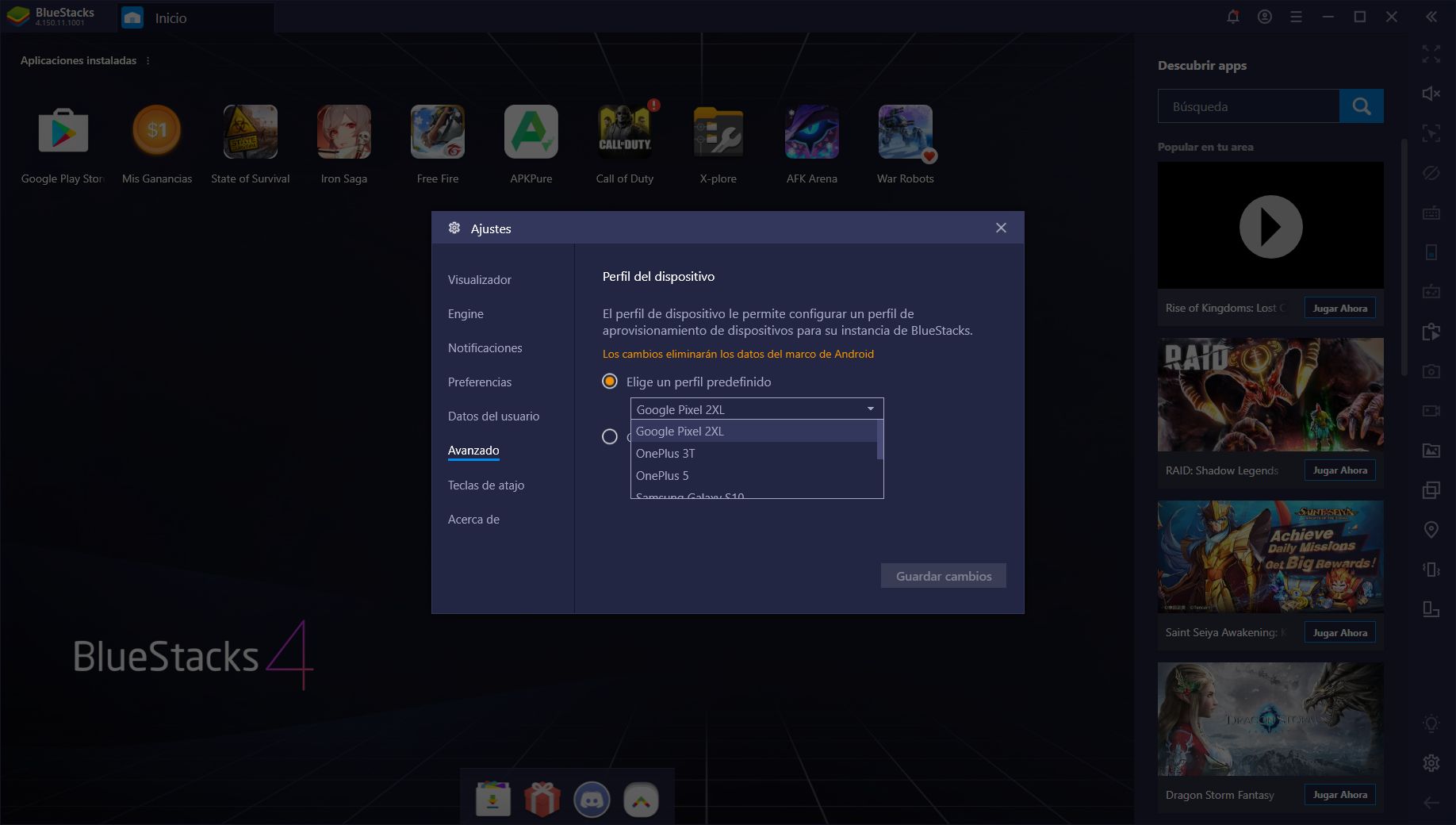 Cómo Cambiar el Perfil del Dispositivo de BlueStacks Para Acceder a TODOS los Juegos