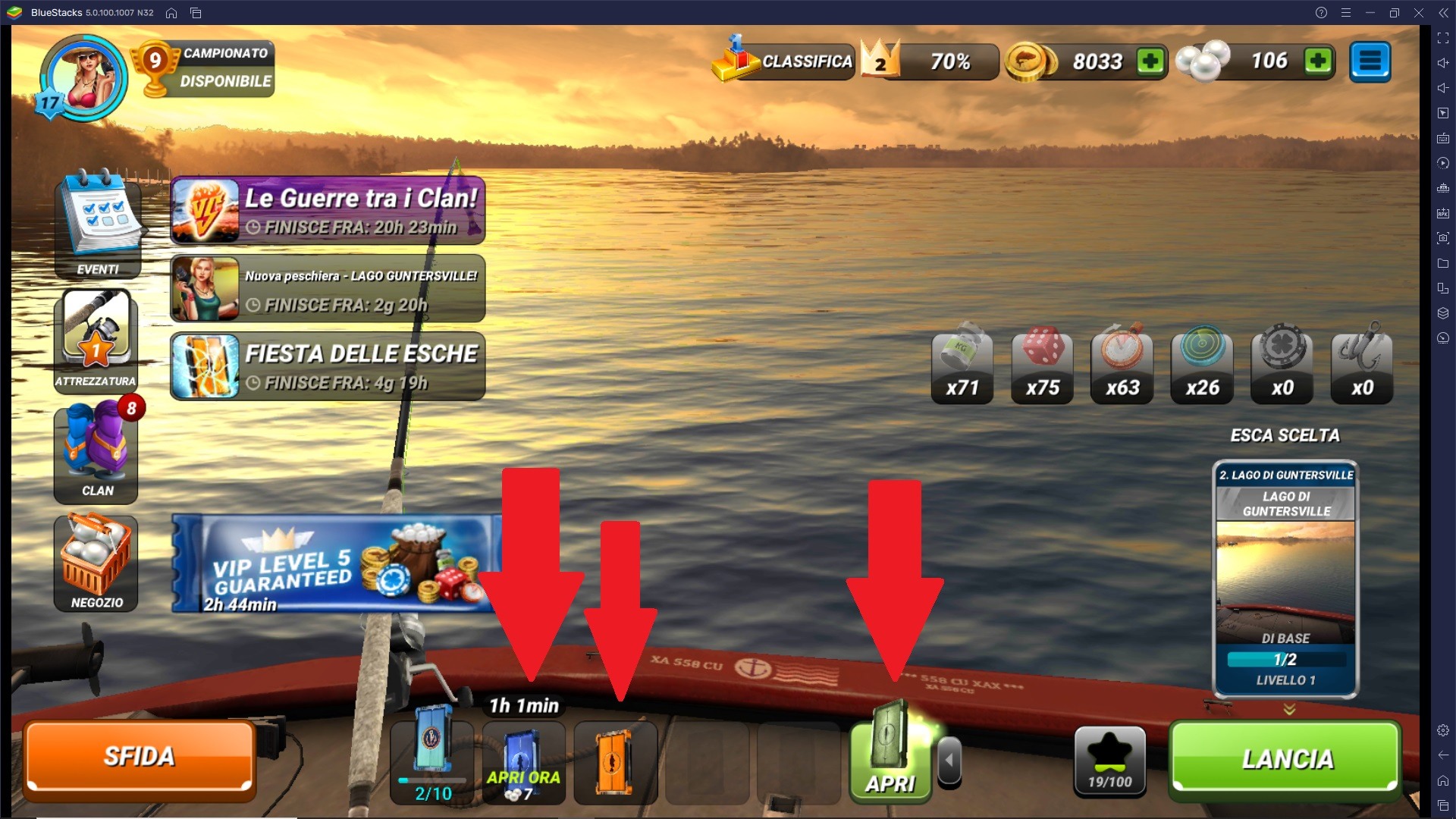 Ottieni punti XP e sblocca rapidamente nuove aree di pesca in Fishing Clash!