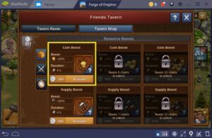 forge of empires active 2 boosts in friends tavern