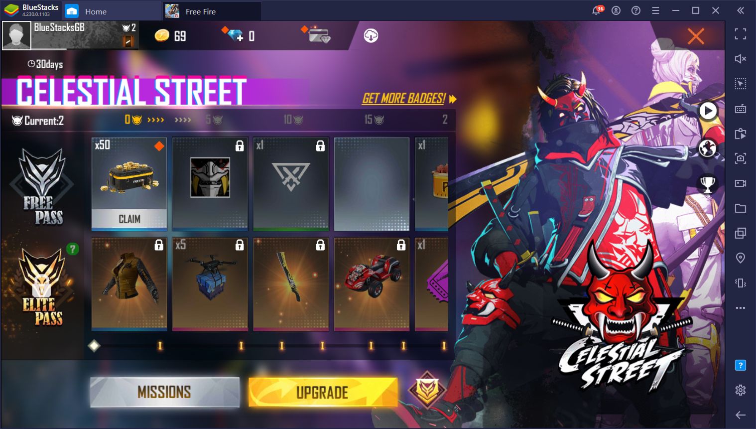 New Free Fire Celestial Street Elite Pass New Missions Rewards And Awesome Outfits Bluestacks