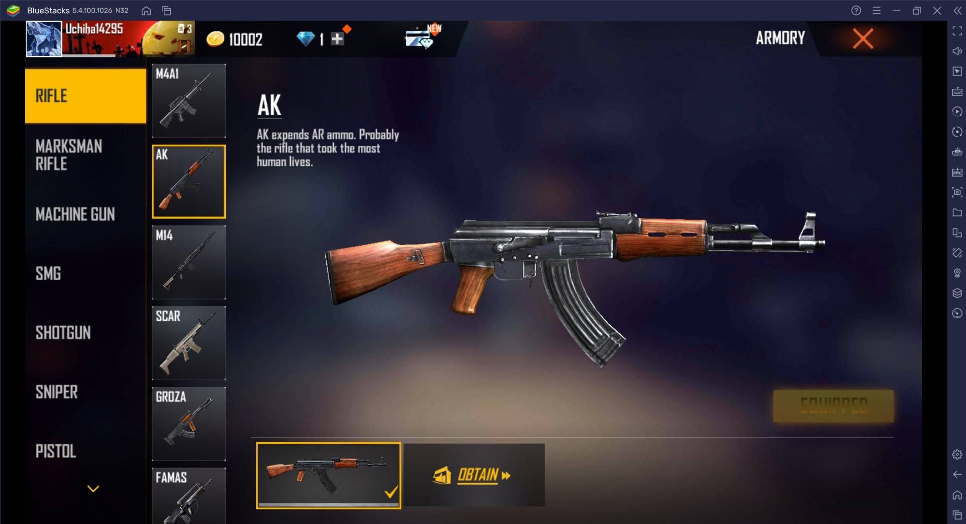 free fire ak 47 skin photo