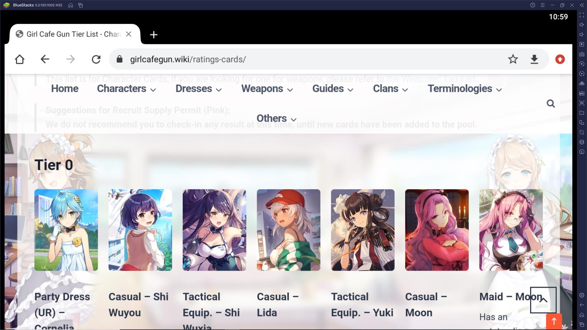 Le Carte migliori da scegliere in Girl Cafe Gun - Tier List