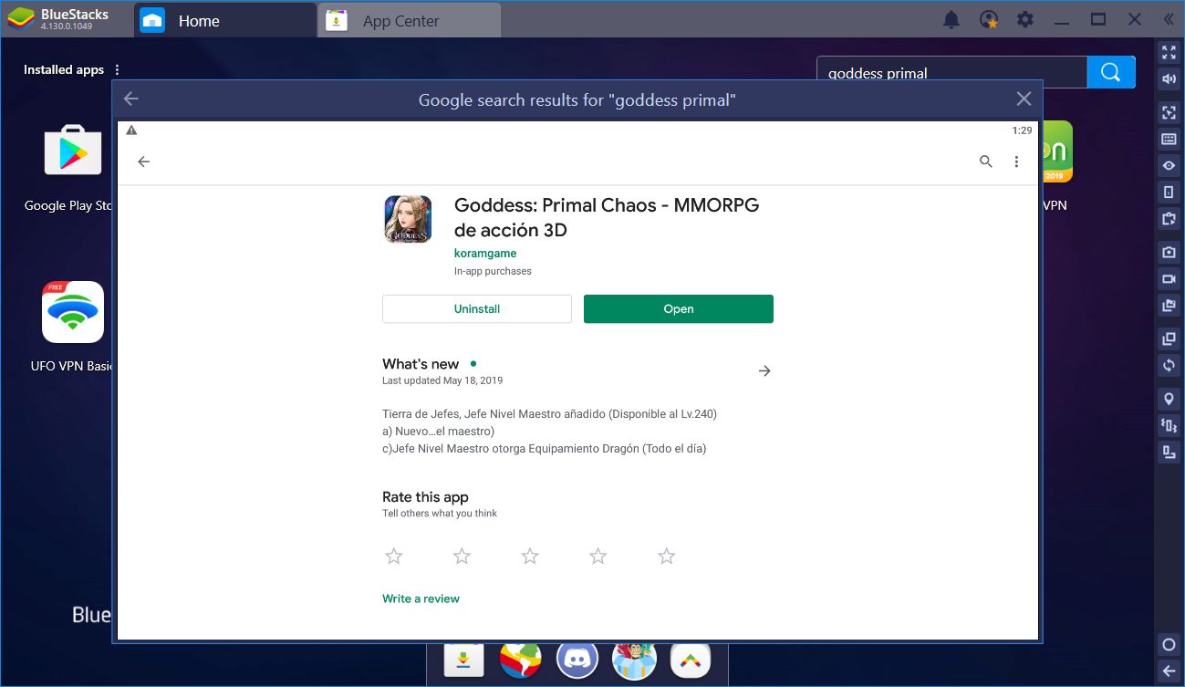 Jugando Goddess: Primal Chaos en BlueStacks: ¡Automatiza Todo!