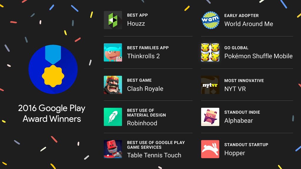 Google Play App Awards Winners 2016
