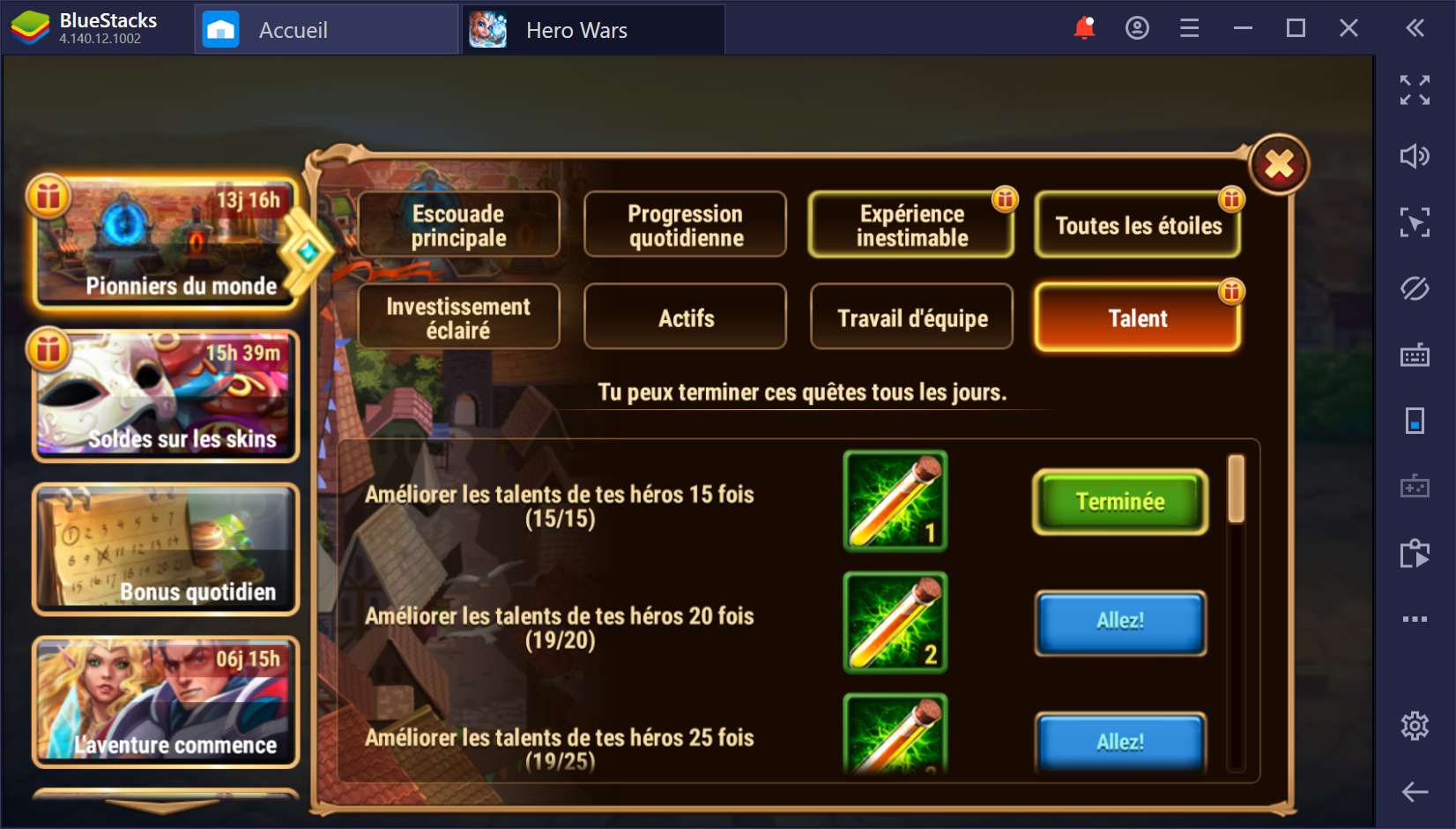 Guide BlueStacks sur le farming dans Hero Wars sur PC