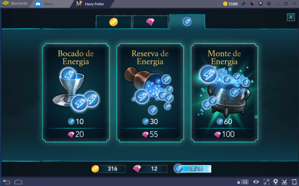 Guia de energia em Harry Potter: Hogwarts Mystery
