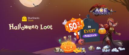 Gear Up for the Bluestacks Store Halloween Loot: Flat 50% Off on Every Purchase for Ace Defender: Dragon War!