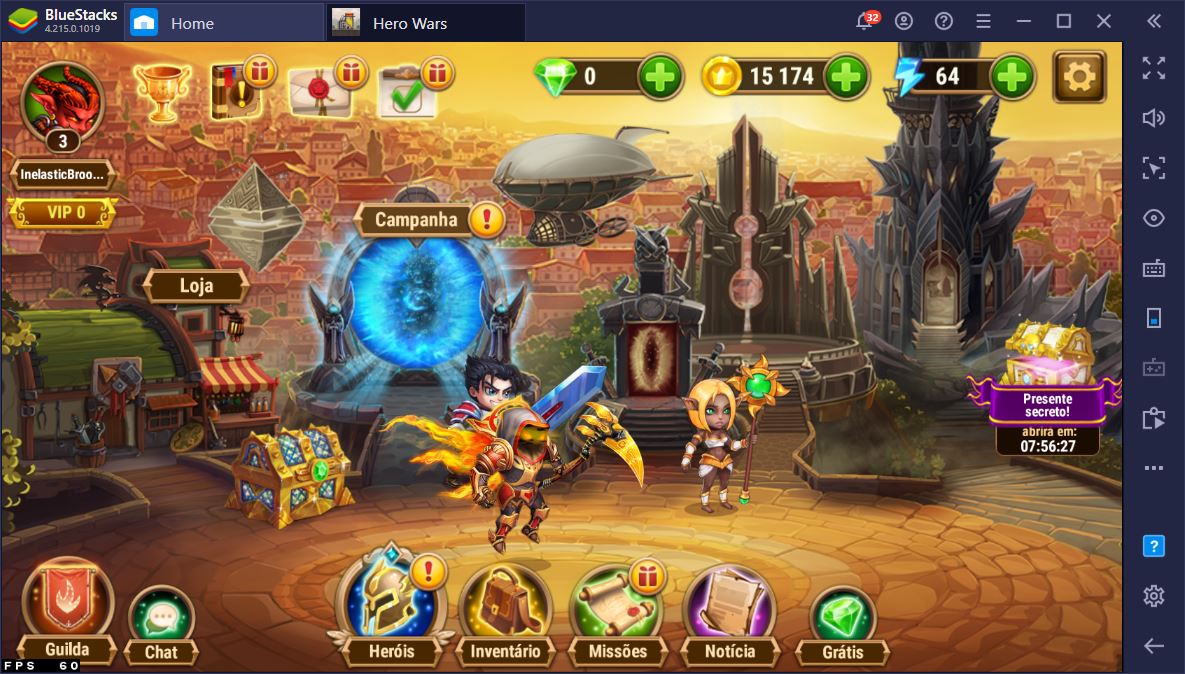 Como fazer Reroll no Hero Wars usando o BlueStacks?