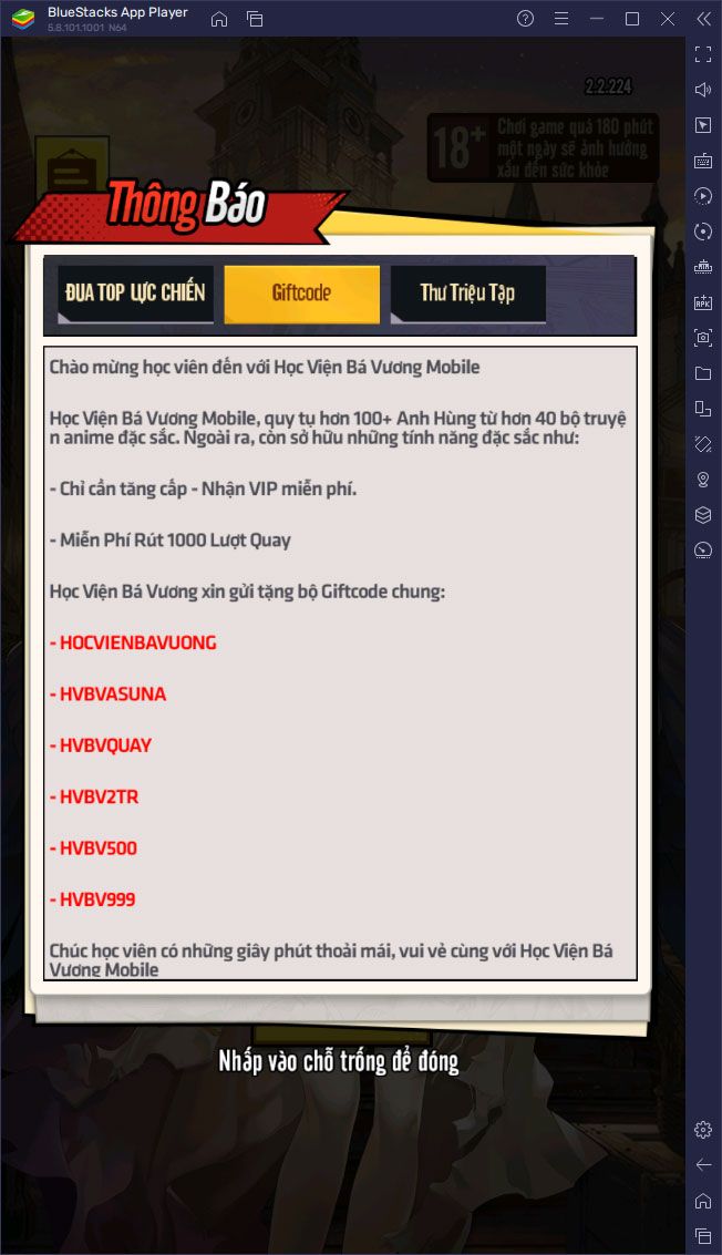 Chơi Học Viện Bá Vương Mobile trên PC cùng BlueStacks