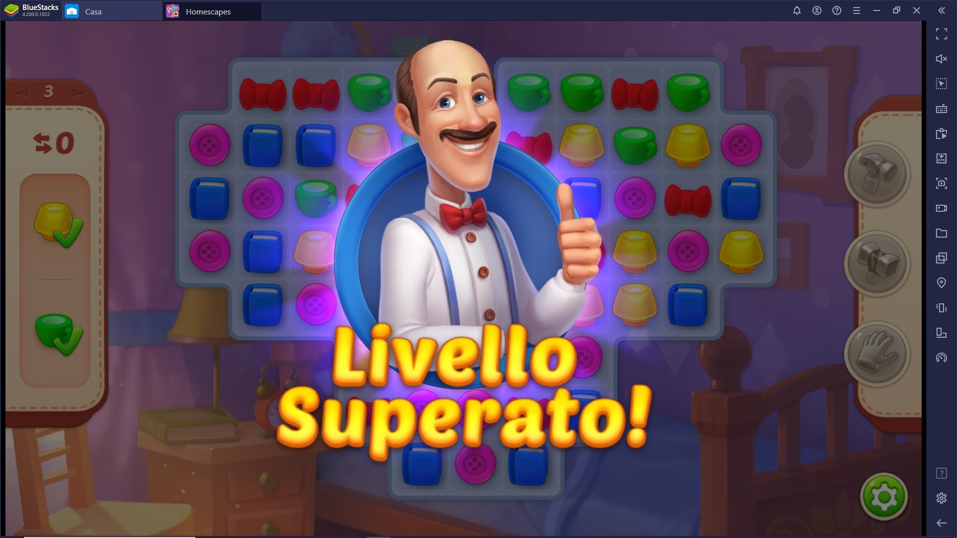 Sfrutta gli strumenti di BlueStacks per giocare al meglio Homescapes