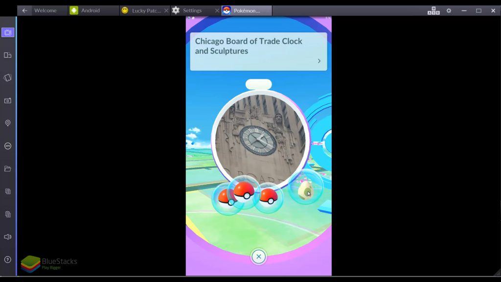 Screenshots of Pokemon Go: Player located on a map using geolocation