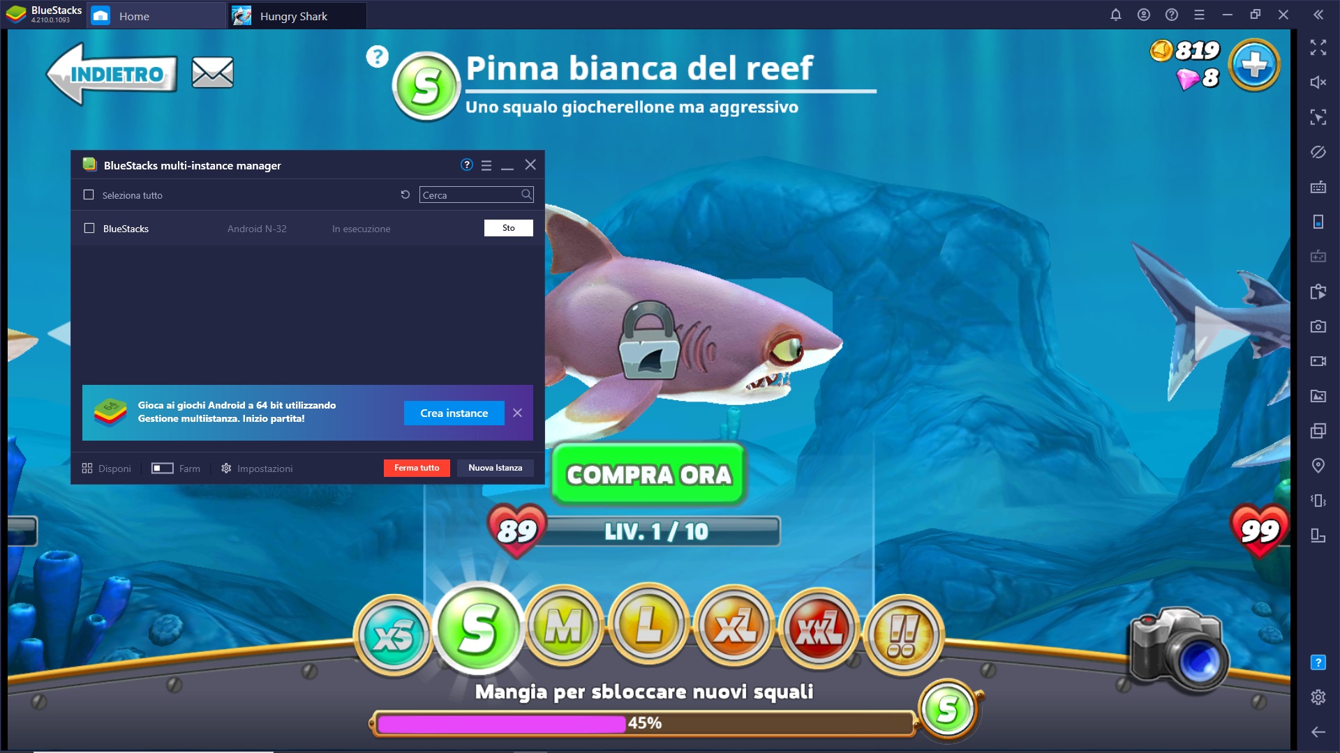 Hungry Shark World è disponibile su PC con Bluestacks
