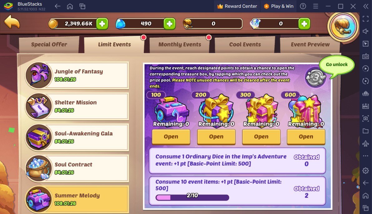 Idle Heroes - Shelter Mission, Imp's Adventure, Jungle of Fantasy und Soul Awakening Gala Events