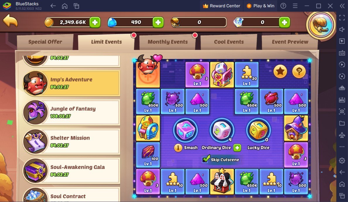 Idle Heroes - Shelter Mission, Imp's Adventure, Jungle of Fantasy und Soul Awakening Gala Events