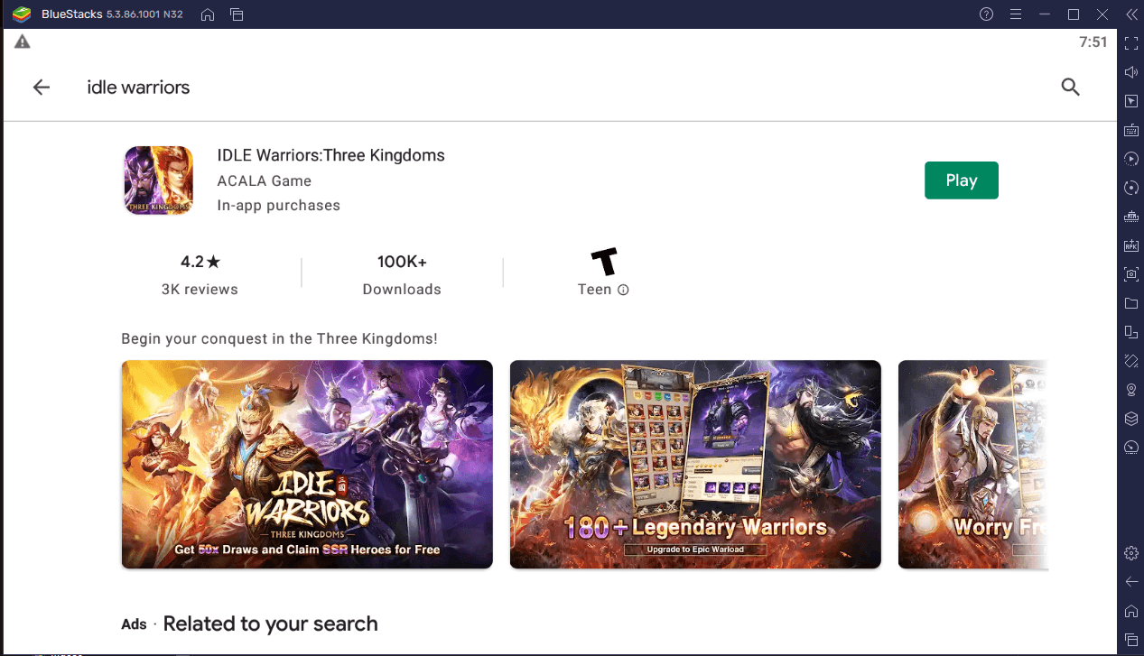 How to Install Idle Warriors: Three Kingdoms on PC with BlueStacks