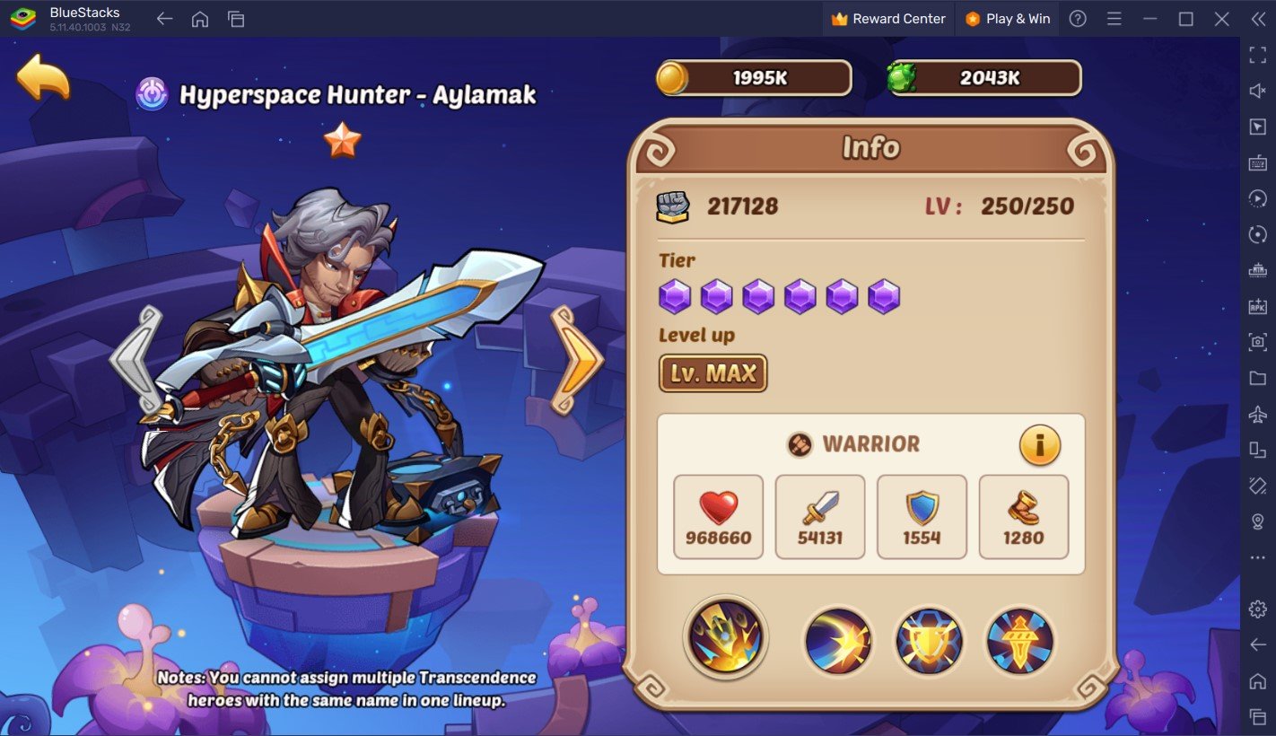 Idle Heroes – New Hero Hyperspace Hunter Aylamak, Summon Prizes Event and Transcendence Fight Event